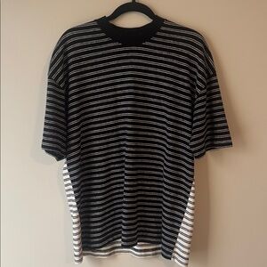 All Saints Black and White Striped Knit Top